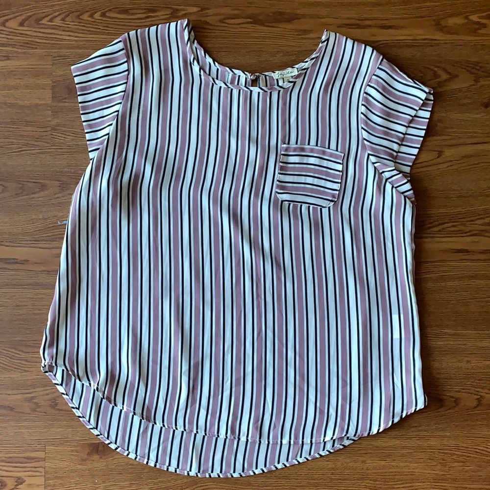 Purple, White & Black Blouse